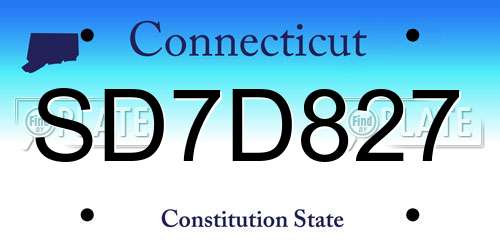 SD7D827 Connecticut License Plate