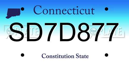 SD7D877 Connecticut License Plate