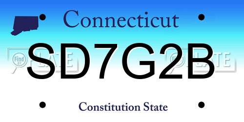 SD7G2B Connecticut License Plate