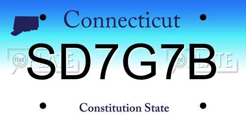 SD7G7B Connecticut License Plate