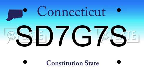 SD7G7S Connecticut License Plate