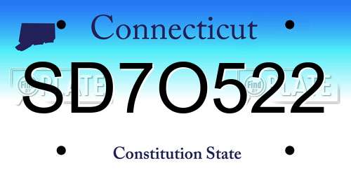 SD7O522 Connecticut License Plate