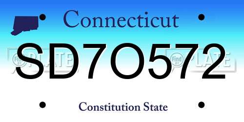 SD7O572 Connecticut License Plate