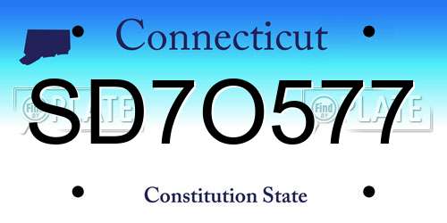 SD7O577 Connecticut License Plate