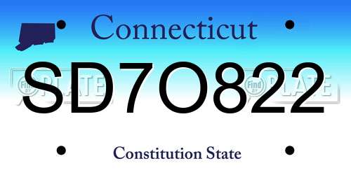 SD7O822 Connecticut License Plate