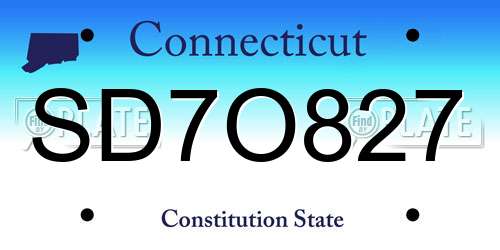 SD7O827 Connecticut License Plate