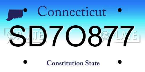 SD7O877 Connecticut License Plate