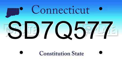 SD7Q577 Connecticut License Plate