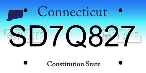 SD7Q827 Connecticut License Plate