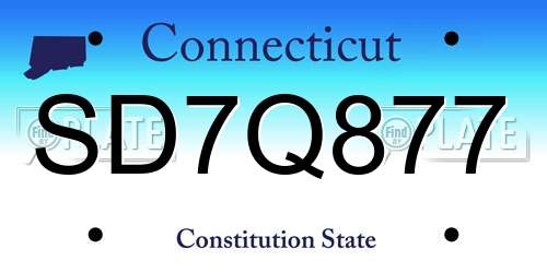 SD7Q877 Connecticut License Plate