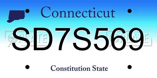 SD7S569 Connecticut License Plate