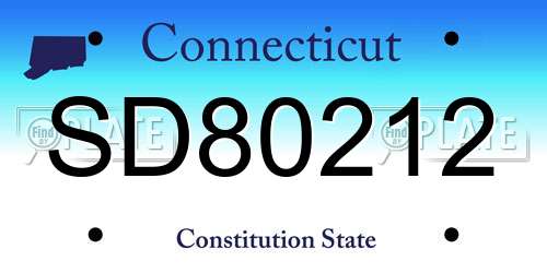 SD80212 Connecticut License Plate