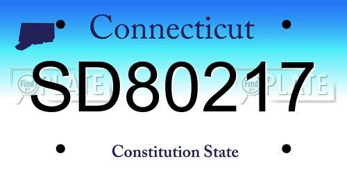 SD80217 Connecticut License Plate