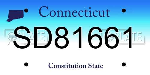 SD81661 Connecticut License Plate