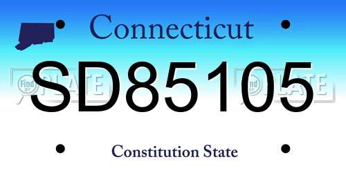 SD85105 Connecticut License Plate