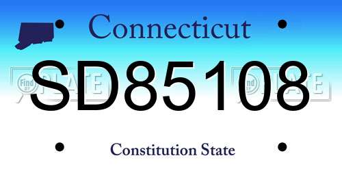 SD85108 Connecticut License Plate