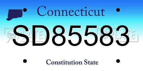 SD85583 Connecticut License Plate
