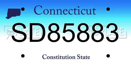 SD85883 Connecticut License Plate