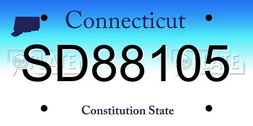 SD88105 Connecticut License Plate