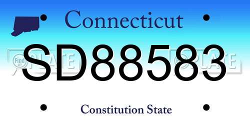 SD88583 Connecticut License Plate
