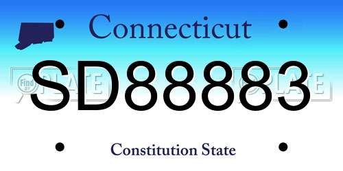 SD88883 Connecticut License Plate