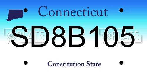 SD8B105 Connecticut License Plate