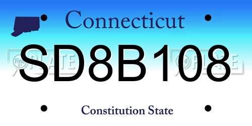 SD8B108 Connecticut License Plate