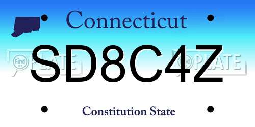 SD8C4Z Connecticut License Plate
