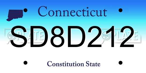 SD8D212 Connecticut License Plate