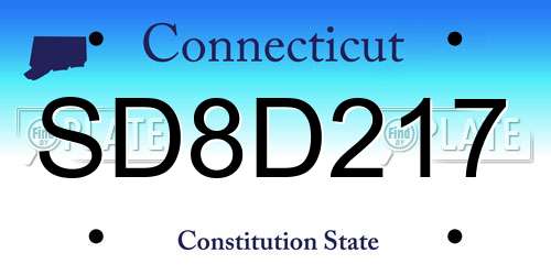 SD8D217 Connecticut License Plate