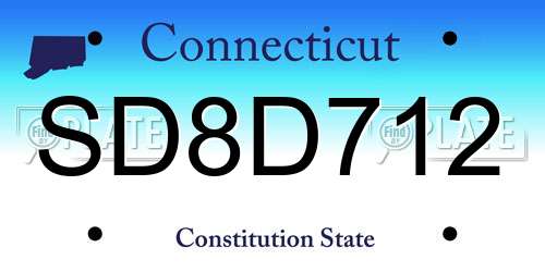 SD8D712 Connecticut License Plate