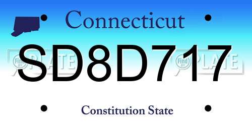 SD8D717 Connecticut License Plate