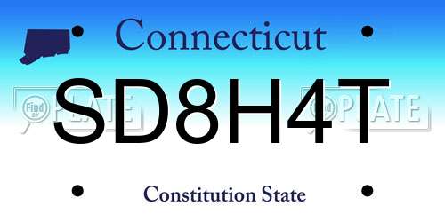 SD8H4T Connecticut License Plate
