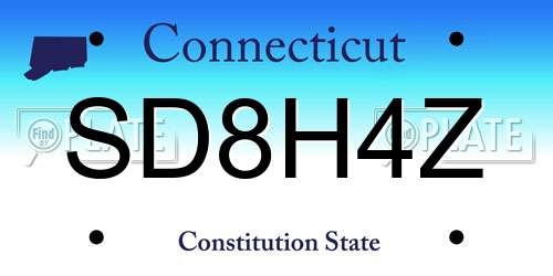 SD8H4Z Connecticut License Plate