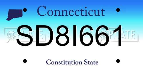 SD8I661 Connecticut License Plate