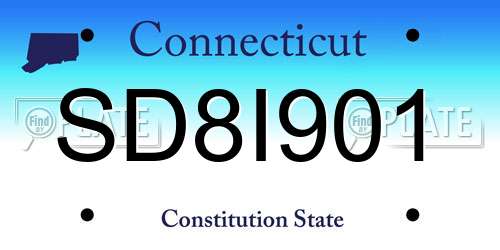 SD8I901 Connecticut License Plate