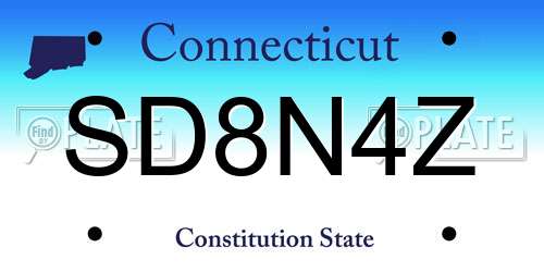 SD8N4Z Connecticut License Plate