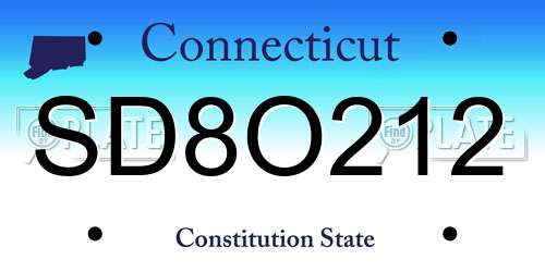 SD8O212 Connecticut License Plate