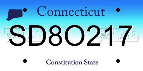 SD8O217 Connecticut License Plate