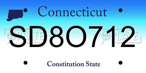 SD8O712 Connecticut License Plate