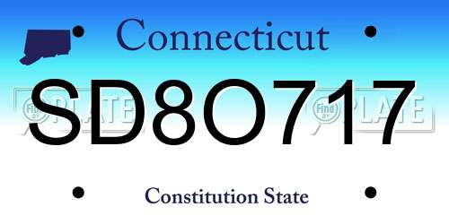 SD8O717 Connecticut License Plate
