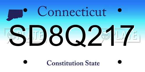SD8Q217 Connecticut License Plate
