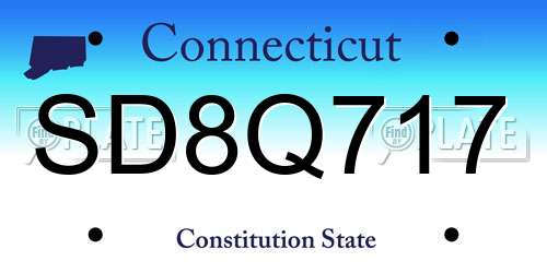 SD8Q717 Connecticut License Plate