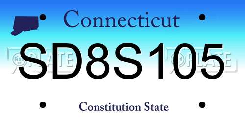 SD8S105 Connecticut License Plate