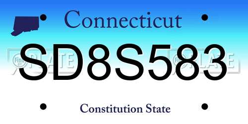 SD8S583 Connecticut License Plate