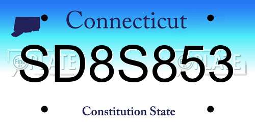 SD8S853 Connecticut License Plate