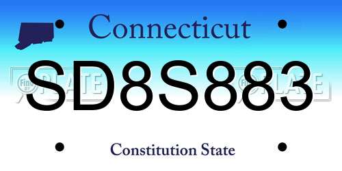 SD8S883 Connecticut License Plate