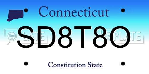 SD8T8O Connecticut License Plate