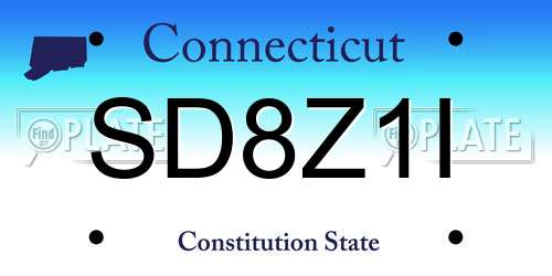 SD8Z1I Connecticut License Plate