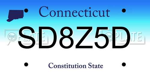 SD8Z5D Connecticut License Plate